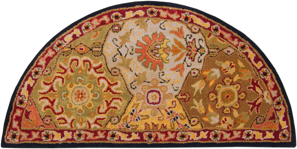 Caesar CAE-1034 Traditional Wool Rug CAE1034-24HM Camel, Garnet, Khaki, Dark Brown, Black, Clay 100% Wool 2' x 4' Hearth