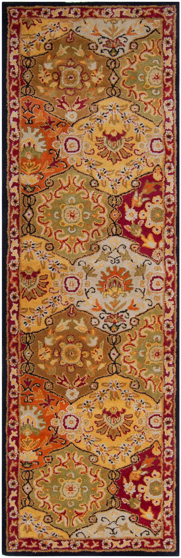 Caesar CAE-1034 Traditional Wool Rug CAE1034-312 Camel, Garnet, Khaki, Dark Brown, Black, Clay 100% Wool 3' x 12'