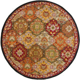 Caesar CAE-1034 Traditional Wool Rug CAE1034-99RD Camel, Garnet, Khaki, Dark Brown, Black, Clay 100% Wool 9'9" Round