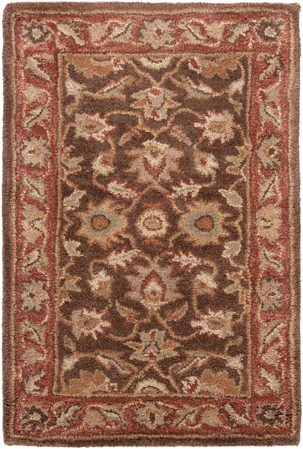 Caesar CAE-1036 Traditional Wool Rug CAE1036-912 Dark Brown, Clay, Tan, Camel, Taupe, Khaki 100% Wool 9' x 12'