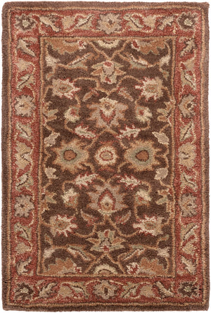 Caesar CAE-1036 Traditional Wool Rug CAE1036-912 Dark Brown, Clay, Tan, Camel, Taupe, Khaki 100% Wool 9' x 12'
