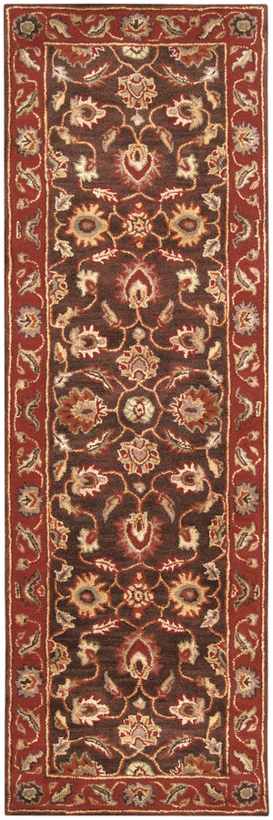 Caesar CAE-1036 Traditional Wool Rug CAE1036-312 Dark Brown, Clay, Tan, Camel, Taupe, Khaki 100% Wool 3' x 12'