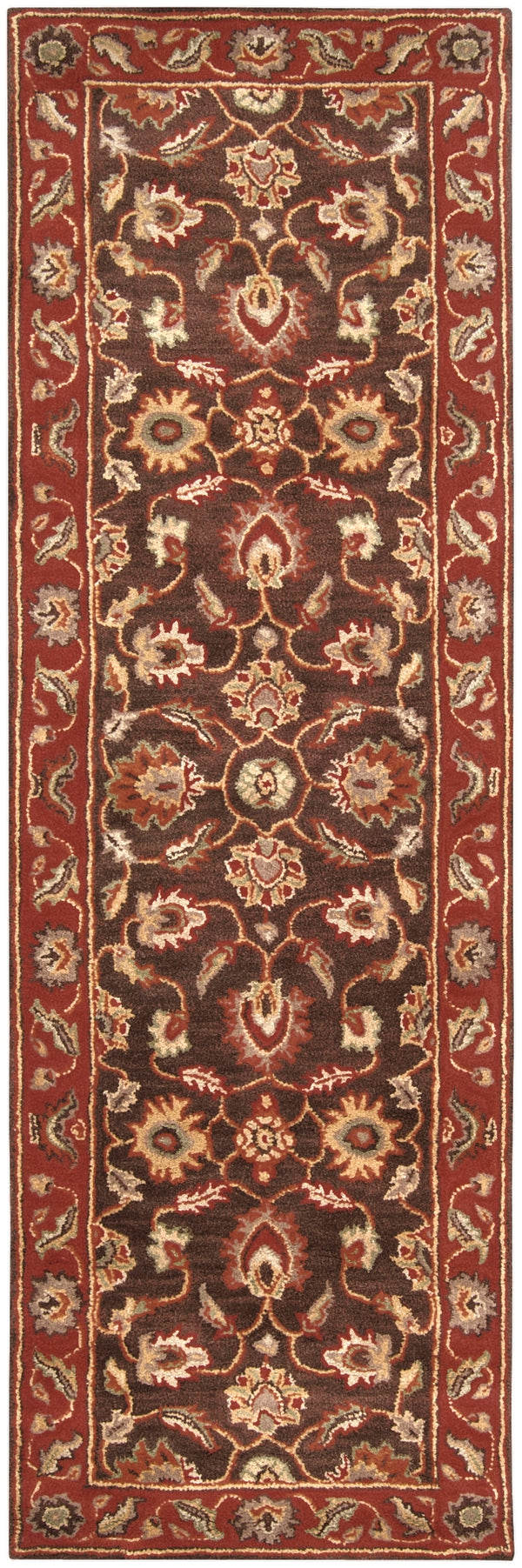 Caesar CAE-1036 Traditional Wool Rug CAE1036-312 Dark Brown, Clay, Tan, Camel, Taupe, Khaki 100% Wool 3' x 12'