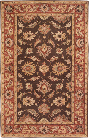 Caesar CAE-1036 Traditional Wool Rug CAE1036-58 Dark Brown, Clay, Tan, Camel, Taupe, Khaki 100% Wool 5' x 8'