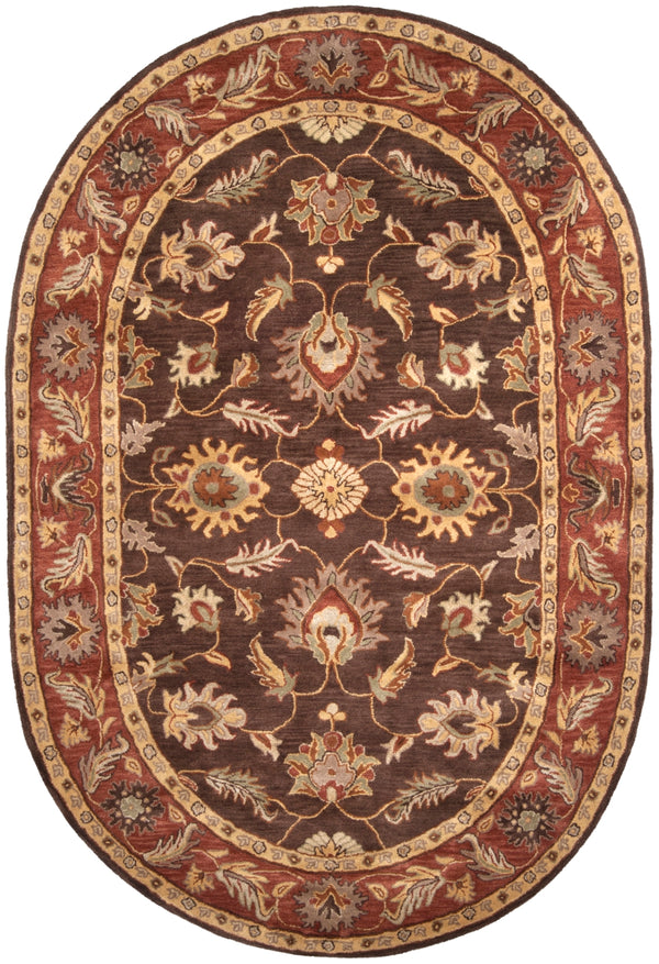 Caesar CAE-1036 Traditional Wool Rug CAE1036-69OV Dark Brown, Clay, Tan, Camel, Taupe, Khaki 100% Wool 6' x 9' Oval