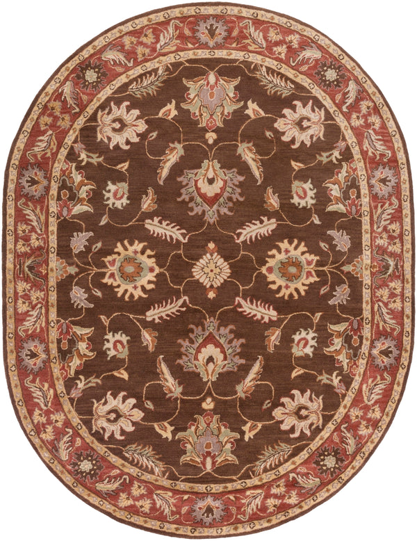 Caesar CAE-1036 Traditional Wool Rug CAE1036-810OV Dark Brown, Clay, Tan, Camel, Taupe, Khaki 100% Wool 8' x 10' Oval