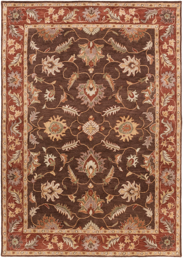 Caesar CAE-1036 Traditional Wool Rug CAE1036-811 Dark Brown, Clay, Tan, Camel, Taupe, Khaki 100% Wool 8' x 11'