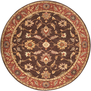 Caesar CAE-1036 Traditional Wool Rug CAE1036-8RD Dark Brown, Clay, Tan, Camel, Taupe, Khaki 100% Wool 8' Round