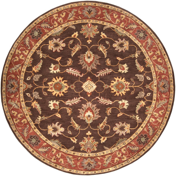 Caesar CAE-1036 Traditional Wool Rug CAE1036-8RD Dark Brown, Clay, Tan, Camel, Taupe, Khaki 100% Wool 8' Round