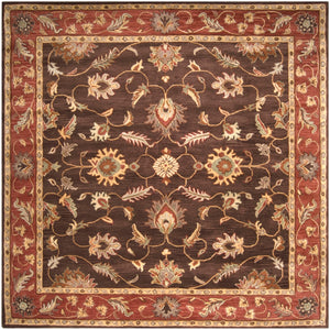 Caesar CAE-1036 Traditional Wool Rug CAE1036-99SQ Dark Brown, Clay, Tan, Camel, Taupe, Khaki 100% Wool 9'9" Square