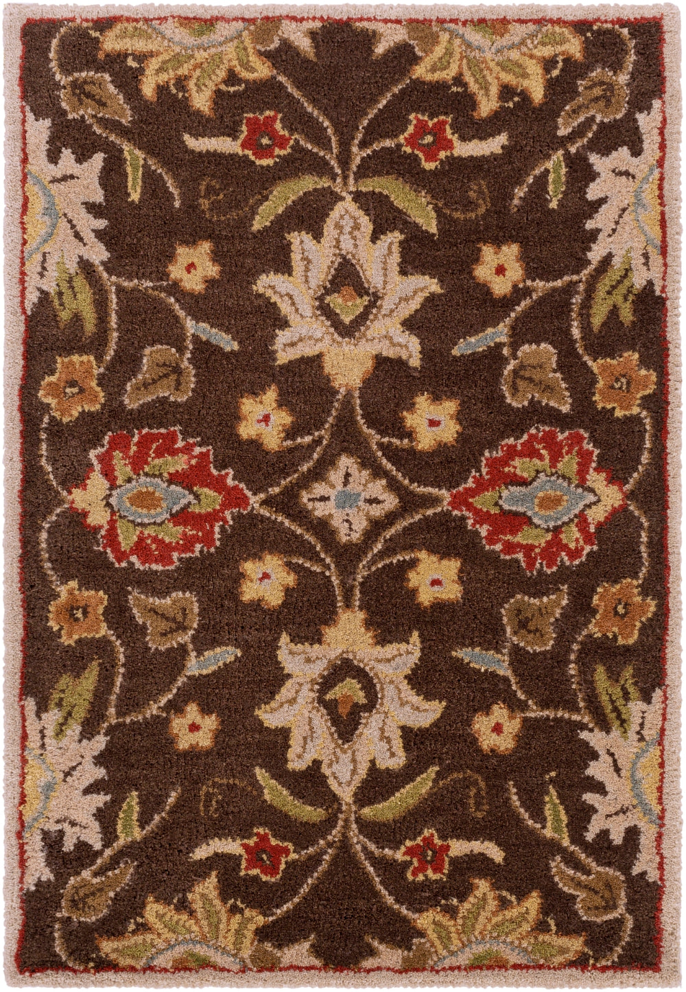 Caesar CAE-1051 Traditional Wool Rug CAE1051-912 Dark Brown, Burnt Orange, Olive, Khaki, Taupe, Tan, Dark Green, Denim, Dark Red 100% Wool 9' x 12'