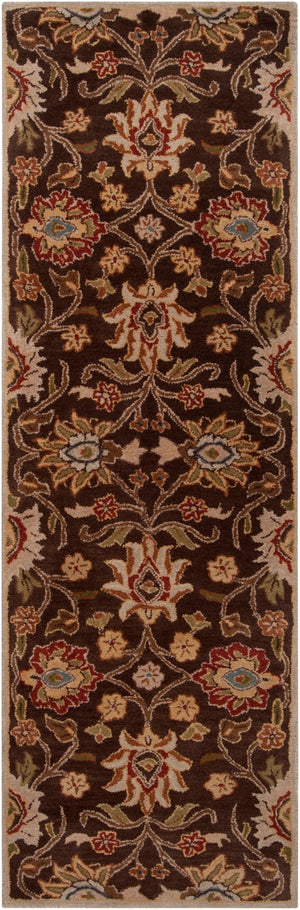 Caesar CAE-1051 Traditional Wool Rug CAE1051-312 Dark Brown, Burnt Orange, Olive, Khaki, Taupe, Tan, Dark Green, Denim, Dark Red 100% Wool 3' x 12'