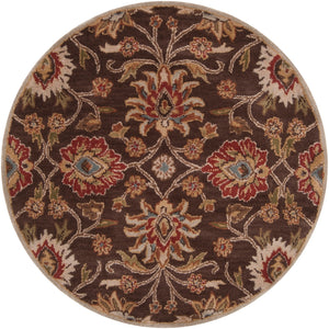 Caesar CAE-1051 Traditional Wool Rug CAE1051-99RD Dark Brown, Burnt Orange, Olive, Khaki, Taupe, Tan, Dark Green, Denim, Dark Red 100% Wool 9'9" Round