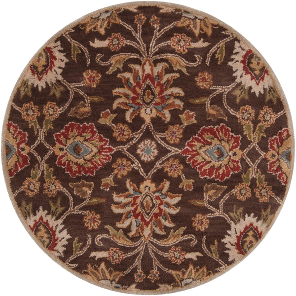 Caesar CAE-1051 Traditional Wool Rug CAE1051-99RD Dark Brown, Burnt Orange, Olive, Khaki, Taupe, Tan, Dark Green, Denim, Dark Red 100% Wool 9'9" Round