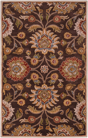 Caesar CAE-1051 Traditional Wool Rug CAE1051-58 Dark Brown, Burnt Orange, Olive, Khaki, Taupe, Tan, Dark Green, Denim, Dark Red 100% Wool 5' x 8'