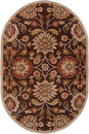 Caesar CAE-1051 Traditional Wool Rug CAE1051-69OV Dark Brown, Burnt Orange, Olive, Khaki, Taupe, Tan, Dark Green, Denim, Dark Red 100% Wool 6' x 9' Oval
