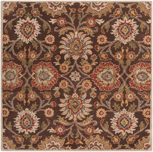 Caesar CAE-1051 Traditional Wool Rug CAE1051-99SQ Dark Brown, Burnt Orange, Olive, Khaki, Taupe, Tan, Dark Green, Denim, Dark Red 100% Wool 9'9" Square
