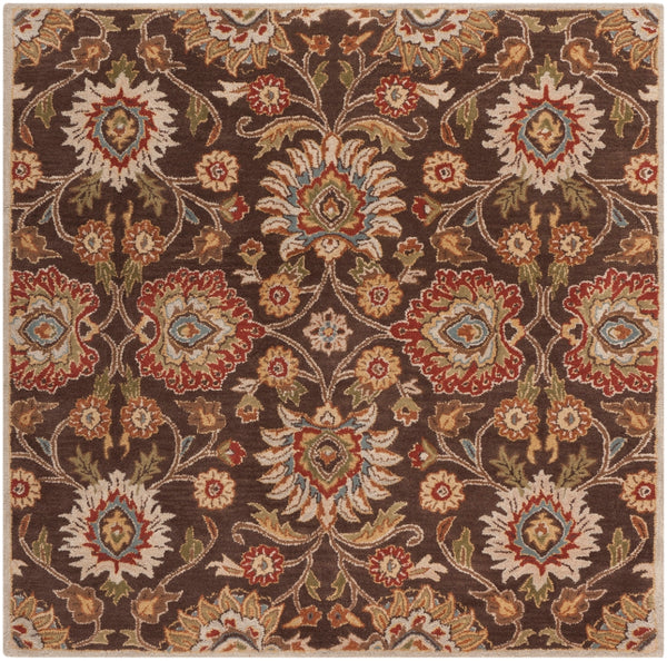 Caesar CAE-1051 Traditional Wool Rug CAE1051-99SQ Dark Brown, Burnt Orange, Olive, Khaki, Taupe, Tan, Dark Green, Denim, Dark Red 100% Wool 9'9" Square