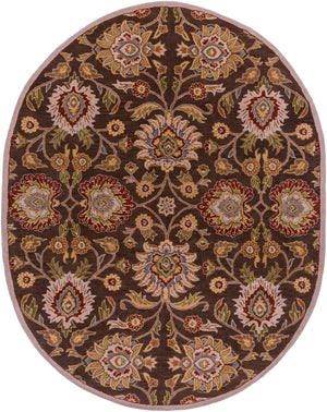Caesar CAE-1051 Traditional Wool Rug CAE1051-810OV Dark Brown, Burnt Orange, Olive, Khaki, Taupe, Tan, Dark Green, Denim, Dark Red 100% Wool 8' x 10' Oval