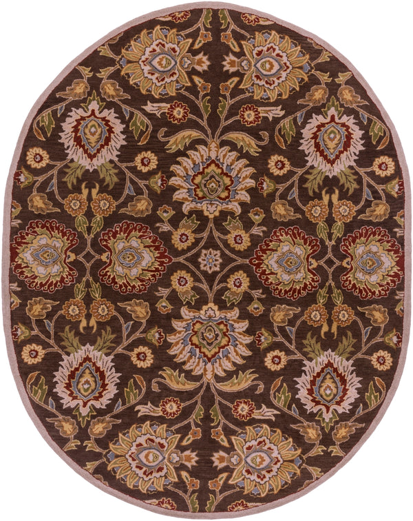 Caesar CAE-1051 Traditional Wool Rug CAE1051-810OV Dark Brown, Burnt Orange, Olive, Khaki, Taupe, Tan, Dark Green, Denim, Dark Red 100% Wool 8' x 10' Oval