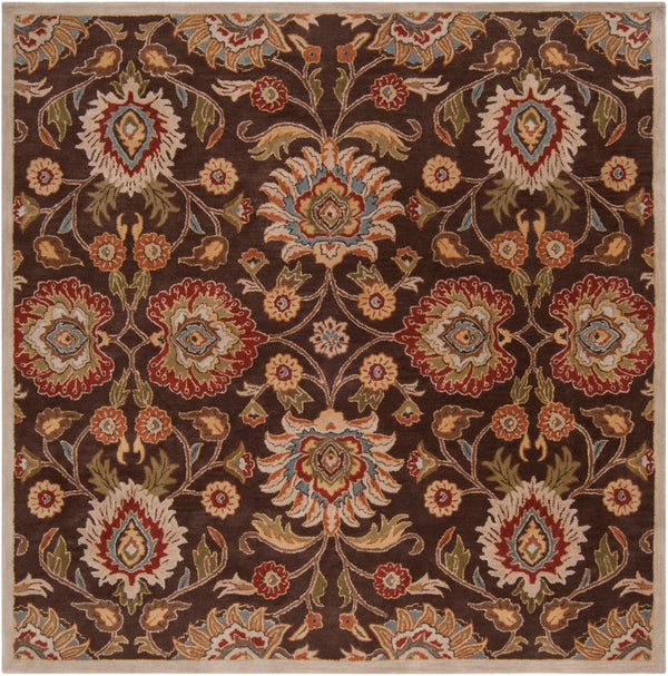 Caesar CAE-1051 Traditional Wool Rug CAE1051-8SQ Dark Brown, Burnt Orange, Olive, Khaki, Taupe, Tan, Dark Green, Denim, Dark Red 100% Wool 8' Square