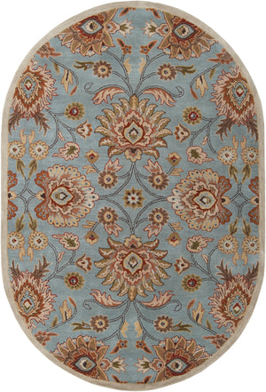 Caesar CAE-1052 Traditional Wool Rug CAE1052-69OV Medium Gray, Camel, Dark Green, Taupe, Brick, Dark Brown, Olive 100% Wool 6' x 9' Oval