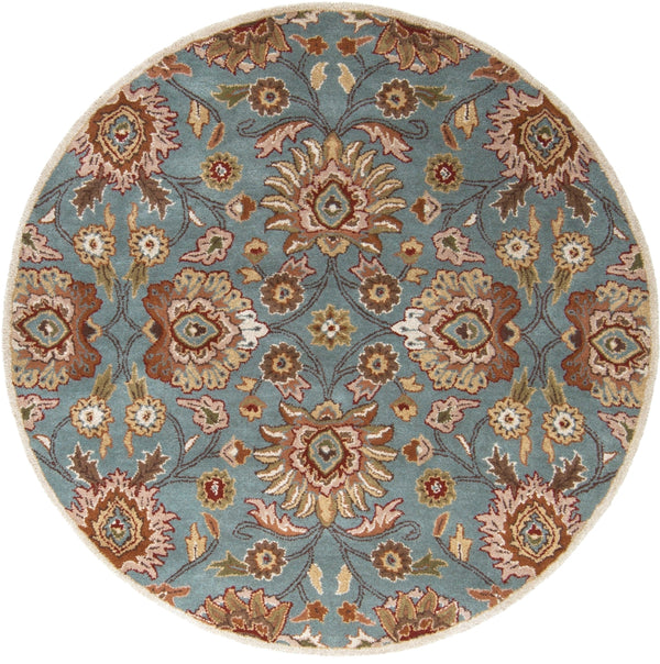 Caesar CAE-1052 Traditional Wool Rug CAE1052-99RD Medium Gray, Camel, Dark Green, Taupe, Brick, Dark Brown, Olive 100% Wool 9'9" Round