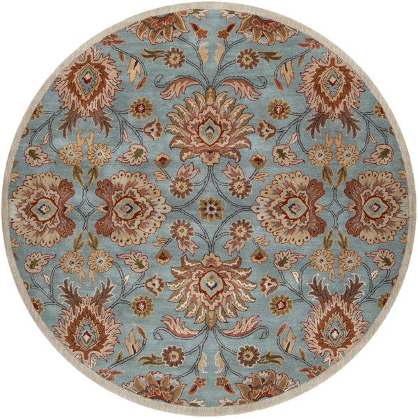 Caesar CAE-1052 Traditional Wool Rug CAE1052-8RD Medium Gray, Camel, Dark Green, Taupe, Brick, Dark Brown, Olive 100% Wool 8' Round