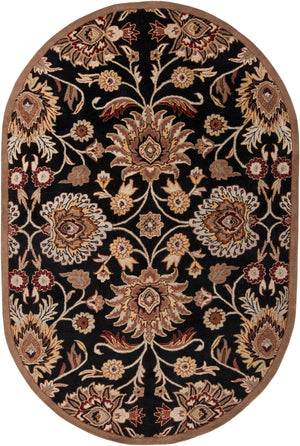 Caesar CAE-1053 Traditional Wool Rug CAE1053-69OV Black, Camel, Garnet, Tan, Sage, Khaki, Burnt Orange 100% Wool 6' x 9' Oval