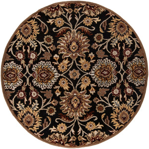 Caesar CAE-1053 Traditional Wool Rug CAE1053-99RD Black, Camel, Garnet, Tan, Sage, Khaki, Burnt Orange 100% Wool 9'9" Round