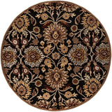 Caesar CAE-1053 Traditional Wool Rug CAE1053-99RD Black, Camel, Garnet, Tan, Sage, Khaki, Burnt Orange 100% Wool 9'9" Round