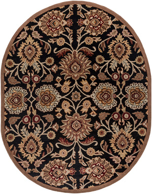 Caesar CAE-1053 Traditional Wool Rug CAE1053-810OV Black, Camel, Garnet, Tan, Sage, Khaki, Burnt Orange 100% Wool 8' x 10' Oval
