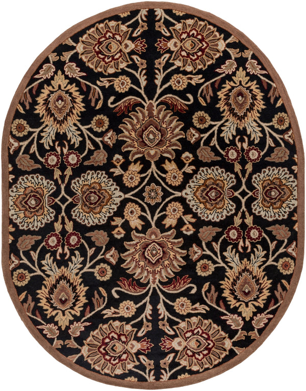 Caesar CAE-1053 Traditional Wool Rug CAE1053-810OV Black, Camel, Garnet, Tan, Sage, Khaki, Burnt Orange 100% Wool 8' x 10' Oval