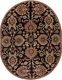 Caesar CAE-1053 Traditional Wool Rug CAE1053-810OV Black, Camel, Garnet, Tan, Sage, Khaki, Burnt Orange 100% Wool 8' x 10' Oval