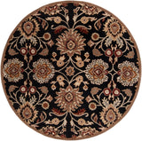 Caesar CAE-1053 Traditional Wool Rug CAE1053-8RD Black, Camel, Garnet, Tan, Sage, Khaki, Burnt Orange 100% Wool 8' Round