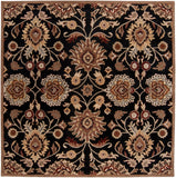 Caesar CAE-1053 Traditional Wool Rug CAE1053-99SQ Black, Camel, Garnet, Tan, Sage, Khaki, Burnt Orange 100% Wool 9'9" Square