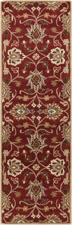 Caesar CAE-1061 Traditional Wool Rug CAE1061-312 Burgundy, Taupe, Tan, Dark Brown, Khaki, Camel, Burnt Orange, Medium Gray 100% Wool 3' x 12'