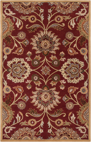 Caesar CAE-1061 Traditional Wool Rug CAE1061-58 Burgundy, Taupe, Tan, Dark Brown, Khaki, Camel, Burnt Orange, Medium Gray 100% Wool 5' x 8'