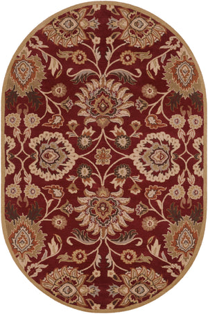 Caesar CAE-1061 Traditional Wool Rug CAE1061-69OV Burgundy, Taupe, Tan, Dark Brown, Khaki, Camel, Burnt Orange, Medium Gray 100% Wool 6' x 9' Oval
