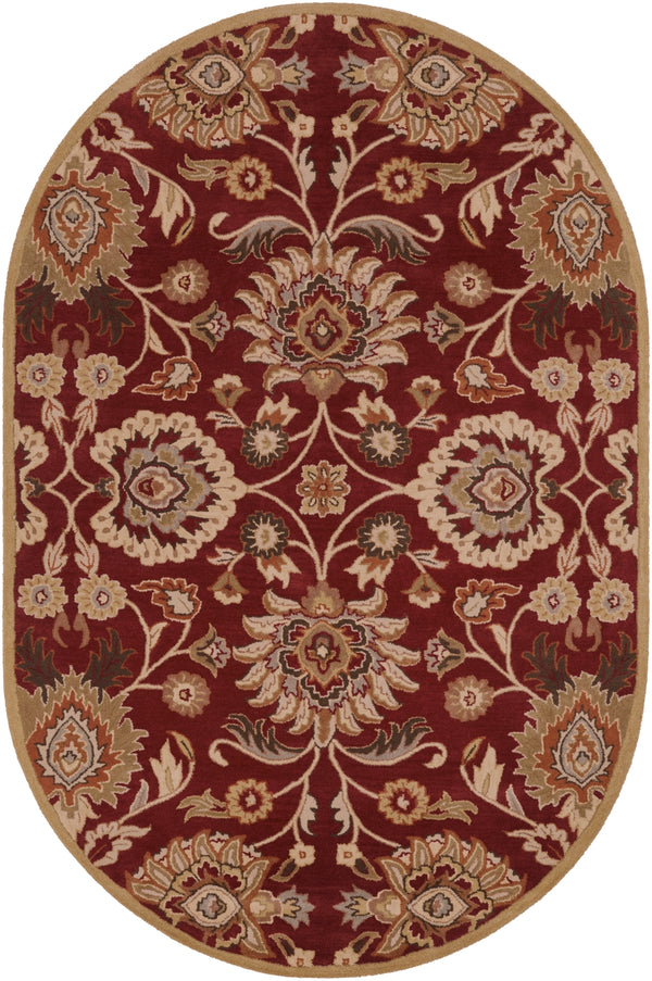 Caesar CAE-1061 Traditional Wool Rug CAE1061-69OV Burgundy, Taupe, Tan, Dark Brown, Khaki, Camel, Burnt Orange, Medium Gray 100% Wool 6' x 9' Oval
