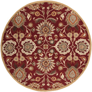 Caesar CAE-1061 Traditional Wool Rug CAE1061-99RD Burgundy, Taupe, Tan, Dark Brown, Khaki, Camel, Burnt Orange, Medium Gray 100% Wool 9'9" Round