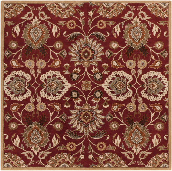 Caesar CAE-1061 Traditional Wool Rug CAE1061-99SQ Burgundy, Taupe, Tan, Dark Brown, Khaki, Camel, Burnt Orange, Medium Gray 100% Wool 9'9" Square