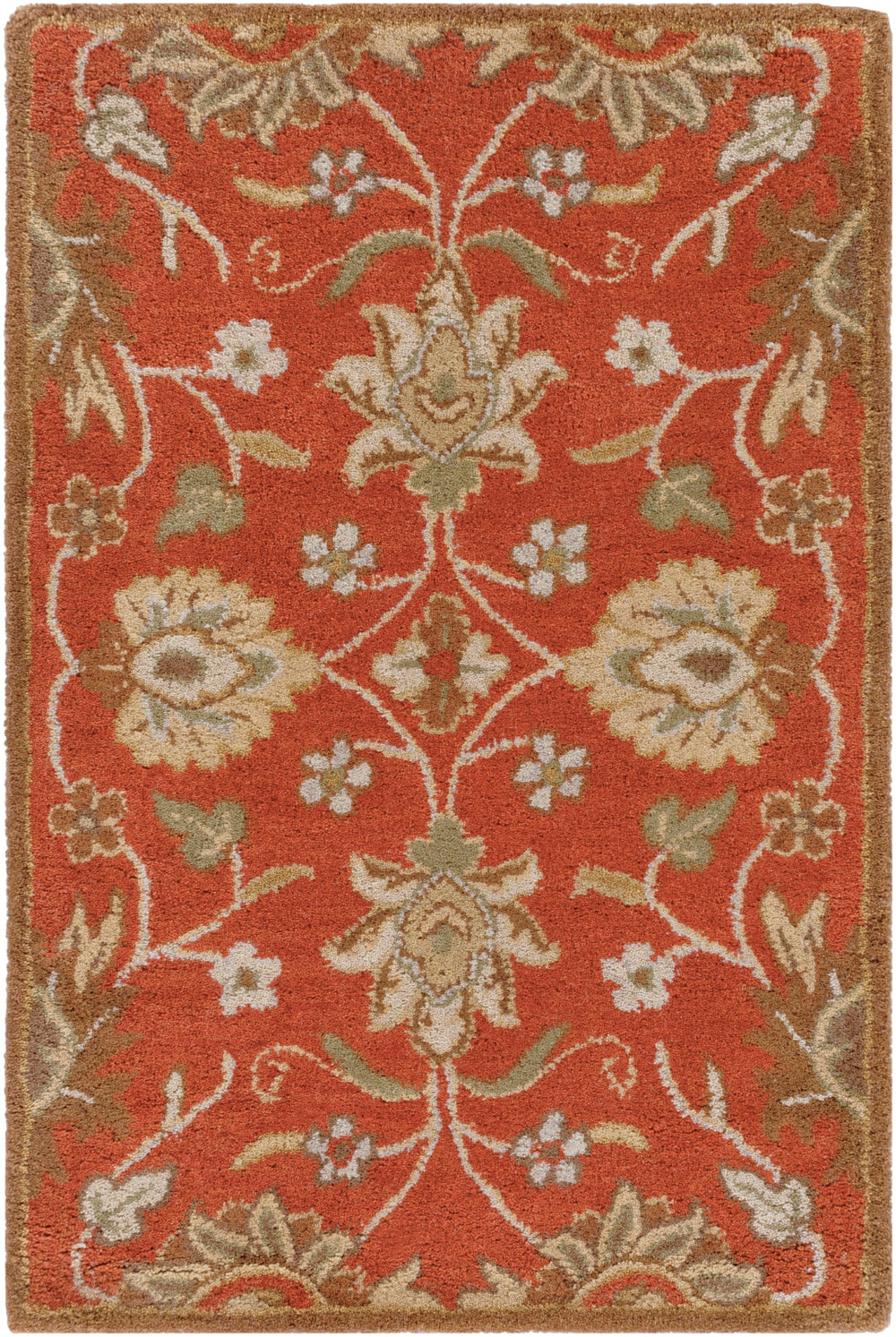Caesar CAE-1062 Traditional Wool Rug CAE1062-912 Burnt Orange, Khaki, Tan, Camel, Dark Brown, Olive, Beige 100% Wool 9' x 12'