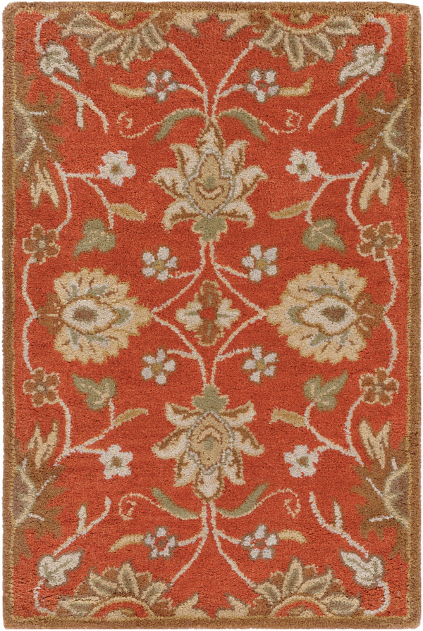 Caesar CAE-1062 Traditional Wool Rug CAE1062-912 Burnt Orange, Khaki, Tan, Camel, Dark Brown, Olive, Beige 100% Wool 9' x 12'