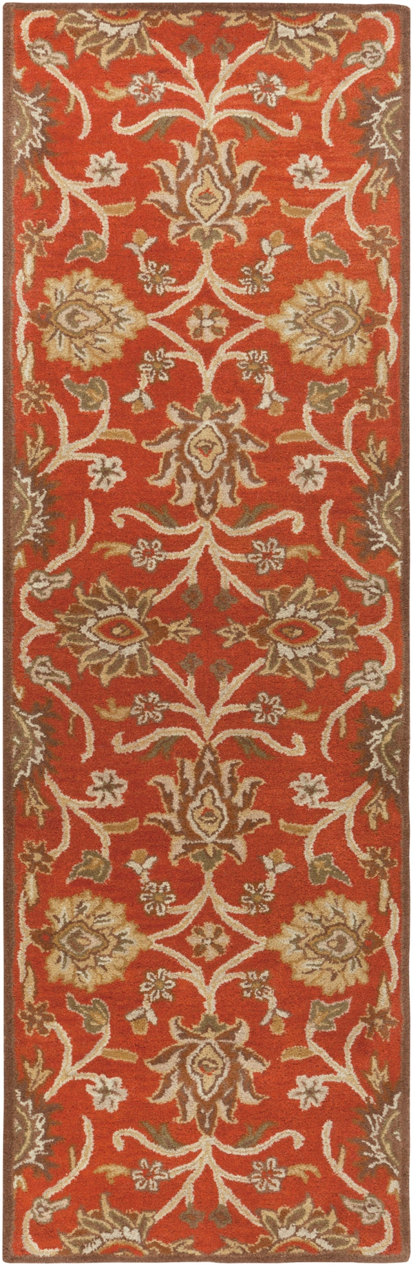 Caesar CAE-1062 Traditional Wool Rug CAE1062-312 Burnt Orange, Khaki, Tan, Camel, Dark Brown, Olive, Beige 100% Wool 3' x 12'