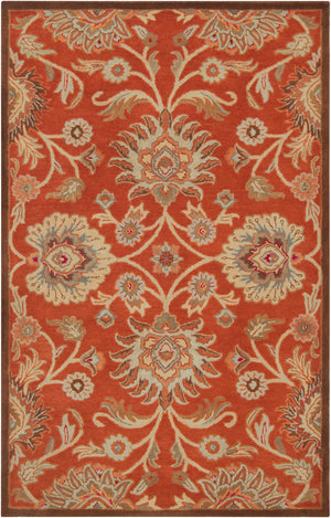 Caesar CAE-1062 Traditional Wool Rug CAE1062-58 Burnt Orange, Khaki, Tan, Camel, Dark Brown, Olive, Beige 100% Wool 5' x 8'