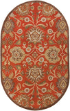Caesar CAE-1062 Traditional Wool Rug CAE1062-69OV Burnt Orange, Khaki, Tan, Camel, Dark Brown, Olive, Beige 100% Wool 6' x 9' Oval