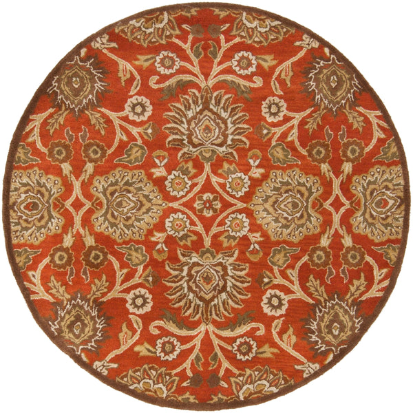 Caesar CAE-1062 Traditional Wool Rug CAE1062-99RD Burnt Orange, Khaki, Tan, Camel, Dark Brown, Olive, Beige 100% Wool 9'9" Round