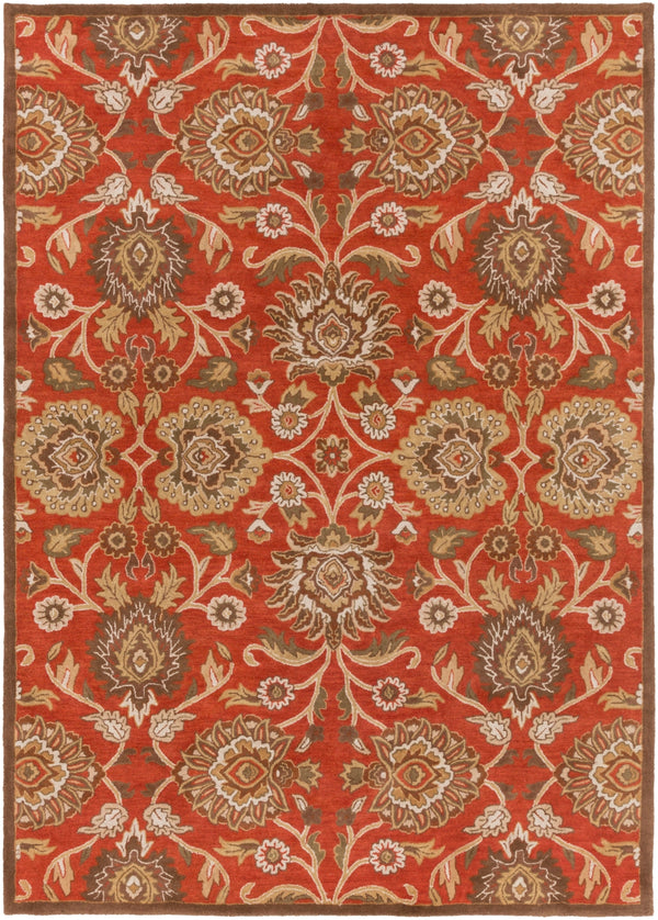 Caesar CAE-1062 Traditional Wool Rug CAE1062-811 Burnt Orange, Khaki, Tan, Camel, Dark Brown, Olive, Beige 100% Wool 8' x 11'