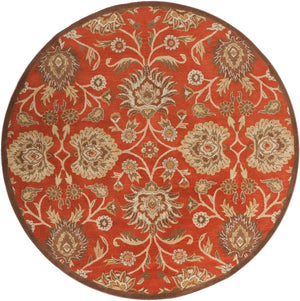 Caesar CAE-1062 Traditional Wool Rug CAE1062-8RD Burnt Orange, Khaki, Tan, Camel, Dark Brown, Olive, Beige 100% Wool 8' Round